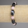 Bracelet with pink quartz beads 8mm +- Agate Barrel 14x10mm +- Hematite Rondelle 6x2mm +-, length 18mm +- stretch