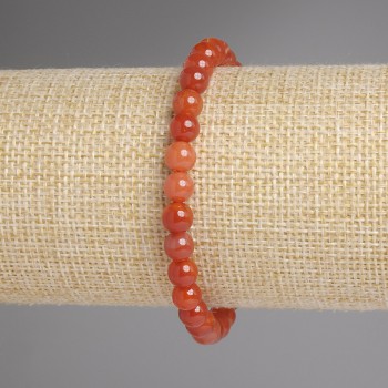 Carnelian bracelet with smooth beads, 6 mm diameter, 18 cm length, elastic
