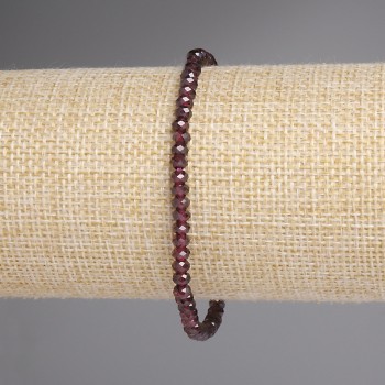 Garnet faceted rondel bracelet, stretch, 18 cm