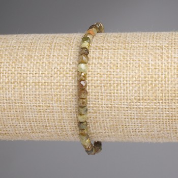Faceted Grossular Garnet Cube Bead Bracelet, 4x4 mm, stretch, length approx 18 mm