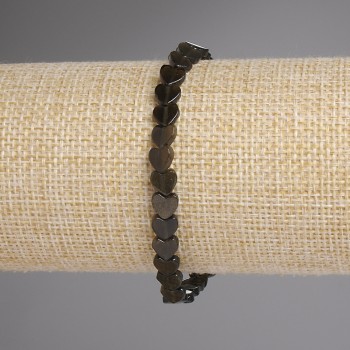 Sun Obsidian Bracelet with Heart, 6mm Beads, Length 18mm ±, Stretch