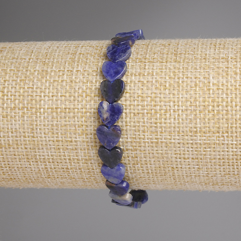 Sodalite Heart Bracelet, 8mm beads, 18 cm stretch