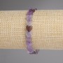 Heart-Shaped Amethyst Bracelet, 8mm Beads, 18 cm Length, Elastic