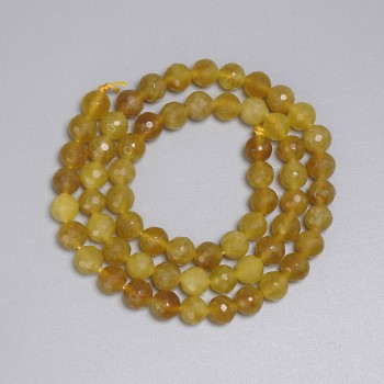 Yellow Quartz Beads, Faceted 6mm Ball, 38 cm Thread