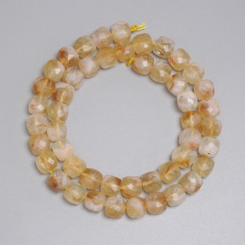 Citrine Beads, Faceted Cube 8x8mm, 38 cm on Thread