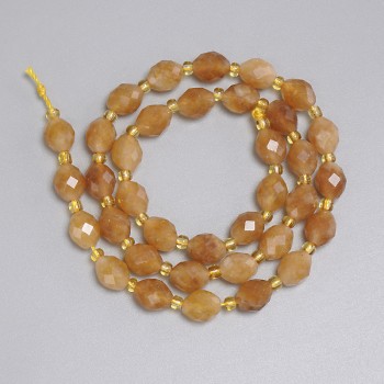Citrine beads, faceted grain, 8x6 mm; 5 mm ±; 3 mm seed beads; length 37 cm ± on thread