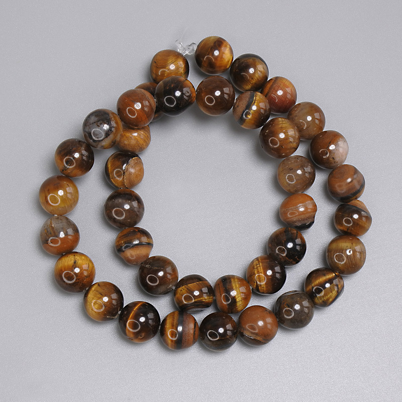 Tiger's Eye Beads, Smooth Round 10mm, Approximately 38 cm Length, On Fishing Line