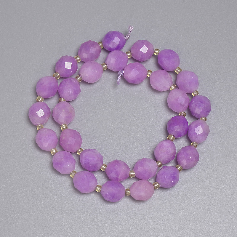 Lavender Amethyst Beads - Faceted 10x9mm, 3mm Seed Beads, 36 cm Length on Thread