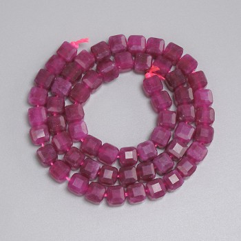 Faceted tourmaline cube beads, 6.5 x 6.5 mm, 37 cm strand