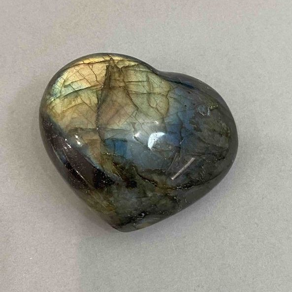 Labradorite heart-shaped souvenir stone 72 x 60 x 37 mm, weight from 221 g