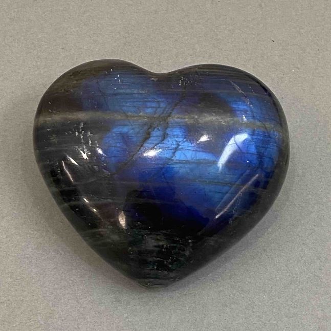Heart-shaped Labradorite souvenir stone, 63×54×30 mm, weight from 145 g