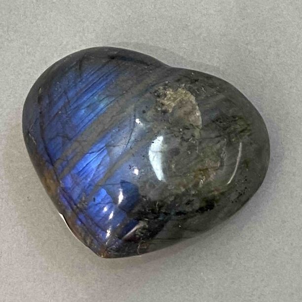 Labradorite Heart-Shaped Souvenir Stone, 54×46×25 mm, approx. weight from 85 g