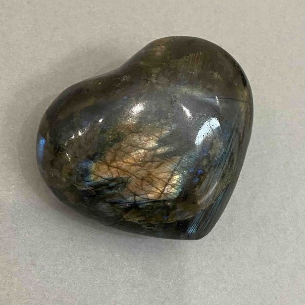 Labradorite Heart-Shaped Souvenir Stone, 57x49x28 mm, weight from 106 g