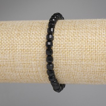 Faceted Tourmaline Cube Bracelet, 5×5 mm, 18 cm length, stretch