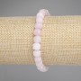 Rose quartz bracelet with faceted cube beads, 7×7 mm diameter, 18 cm length, stretch