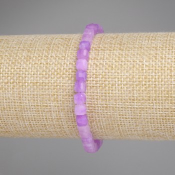 Bracelet Lavender Amethyst, faceted cube beads, 5×5 mm diameter, 18 cm length, stretchy