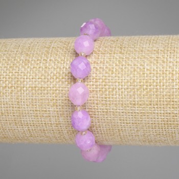 Lavender Amethyst Bracelet with Faceted Beads, 10x9 mm diameter, 3 mm seed beads, length 18 cm, elastic