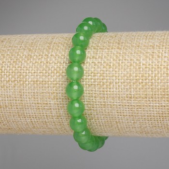 Chrysoprase Bracelet with Smooth Beads, 8 mm Diameter, 18 cm Length, Stretch