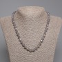 Faceted Smoky Agate Necklace with Cube Beads 7x7 mm, 3 mm Seed Beads, Length 45 cm with Clasp