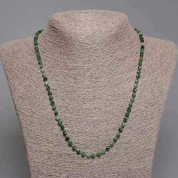 Emerald Necklace with Faceted Cubes, 3.5 mm Diameter, 50 cm Length, with Clasp
