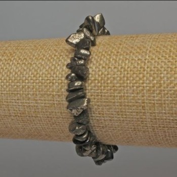 Pyrite Chip Bracelet, diameter 7-10×3-7 mm, length 18 mm, stretch