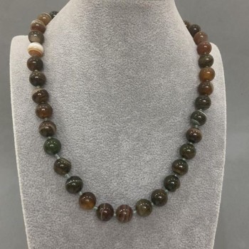 Agate Necklace with Smooth Beads 10mm, 45 cm long, with clasp