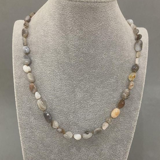 Botswana Agate Necklace - Faceted Beads, 7-14x6-8, 5 mm, +/- length 45 cm, with clasp