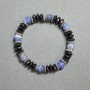 Bracelet with frosted agate beads and hematite faceted rondelles, 8 mm and 8x3 mm, 18 cm stretch