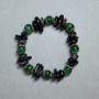 Bracelet with Cat's Eye Beads and Agate, 10 mm beads; faceted agate inserts 12–18×3–5 mm; length 18 cm (stretch)
