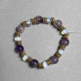 Amethyst Bead Bracelet 10mm ± Moonstone Rondelle 8x5mm ±, 18 cm Stretch
