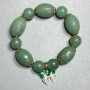 Jade Bead Bracelet, 12 mm Beads, 20x15 mm Faceted Rondelle, with Metal Inserts, 18 cm Stretch