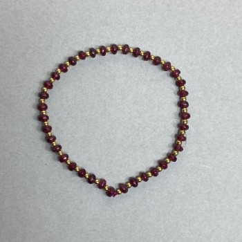 Bracelet with faceted tourmaline rondelle beads 4×2.5 mm and hematite beads 2 mm, length 18 cm stretch