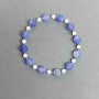 Bracelet with Frosted Agate Beads (8 mm and 4 mm) and Hematite Beads (2 mm), 18 cm Stretch