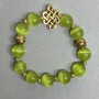 Cat's Eye Bead Bracelet 11.5 mm +/- with Metal Inserts, 18 cm stretch