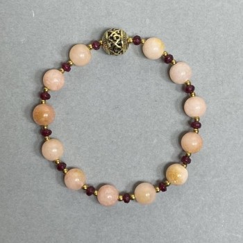 Bracelet with 8mm Selenite Beads, 2mm Hematite Beads, and Czech Crystal Rondelles (3x2mm), 18 cm Elastic Bracelet