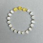 Cat's Eye Bead Bracelet 8 mm with Citrine Facets 10x8 mm and Hematite Rondelles 4x2 mm, 18 cm Stretch