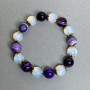 Agate and Moonstone Bead Bracelet, 10mm Beads, with Inlays, 18 cm Stretch