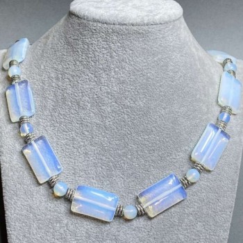 Moonstone Necklace, 25×16 mm links, 8 mm ball, length 59 cm, with clasp