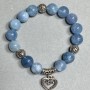 Aquamarine bead bracelet 10mm +/- with metal inserts, length 18 cm stretch