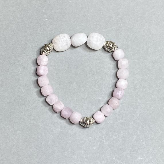 Pink Quartz and Adularia Bracelet