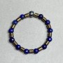 Lapis lazuli bracelet with faceted 8mm beads ± with metal inserts, 18 cm stretch