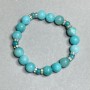 Aquamarine Bead Bracelet 6–10 mm with Metal Inserts, 18 cm Elastic
