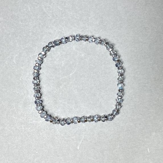 Suvorovski-Style Bead Bracelet, 4x3 mm + Hematite Rondelle 4x2 mm, 18 cm Stretch