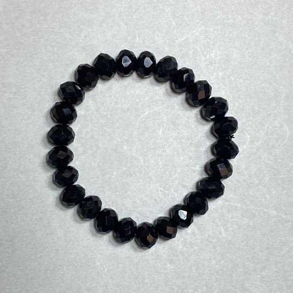 Bracelet with Czech crystal, faceted rondelle 10x85 mm, length 18 cm, stretch