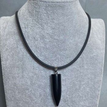 Agate Ball Pendant, 42×12 mm (approx.) on a rubber cord, length 60 cm + 5 cm extender chain