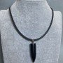 Agate Ball Pendant, 42×12 mm (approx.) on a rubber cord, length 60 cm + 5 cm extender chain