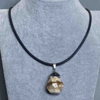 Jasper Pendant 40×22 mm (±) on a rubber cord, length 60 cm with a 5 cm extender chain