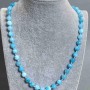Aquamarine faceted-bead necklace, 7.5 mm diameter, 50 cm length with clasp