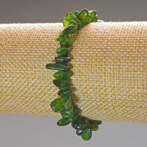 Chrome Diopside Bead Bracelet, 9x3 mm beads, 18 cm (stretch)