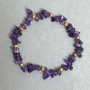 Amethyst chip bracelet, 6–8×2.5 mm, with metal inserts, 18 cm stretch